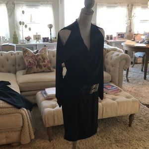 Black Michael Coors open shoulder dress